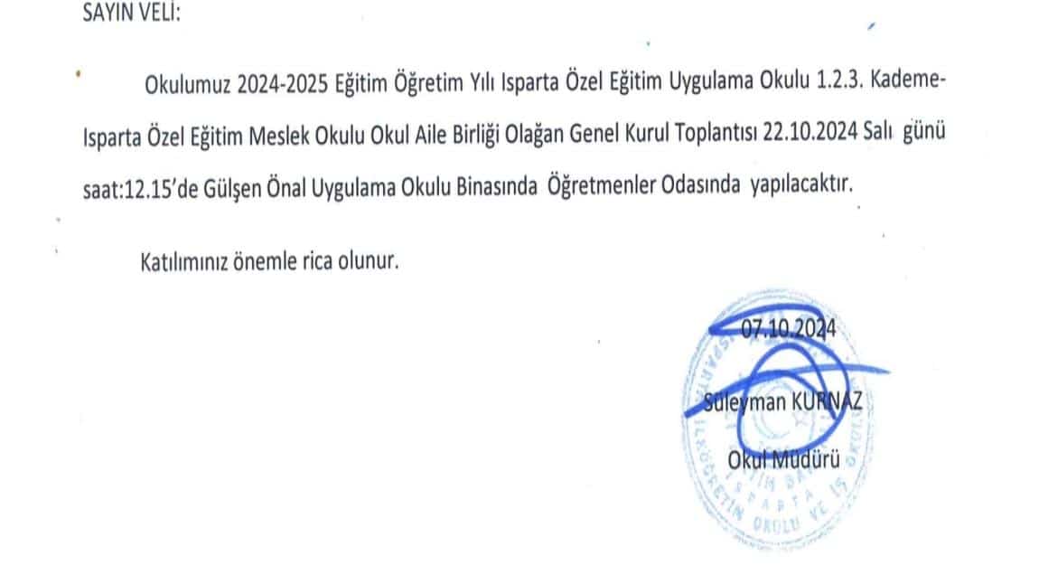 Okul Aile Birligi Olağan Genel Kurul Toplantisı 